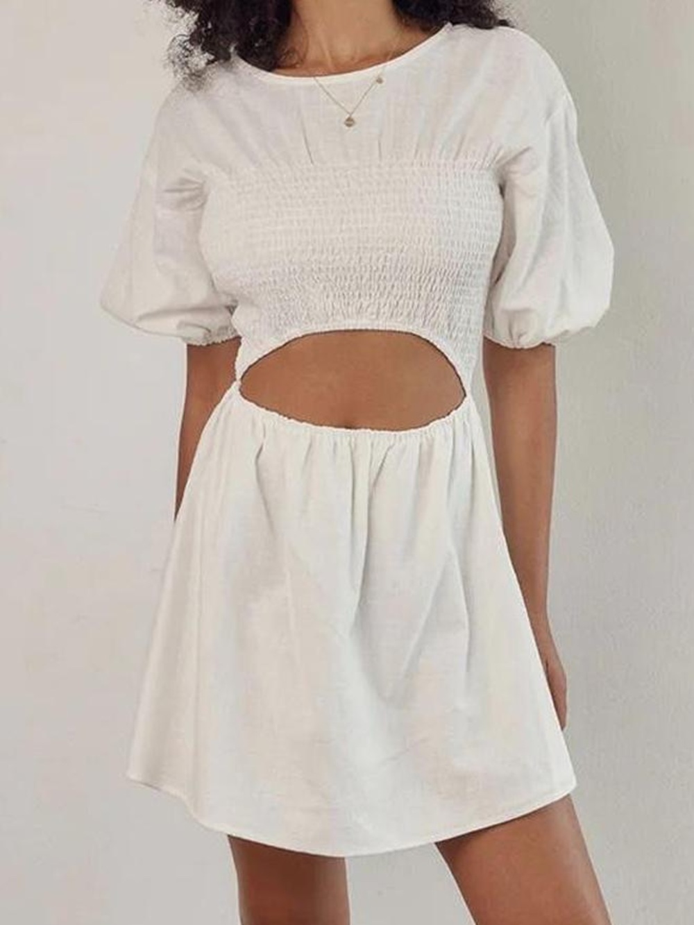 Sabo white puff sleeve cut out mini dress US 4